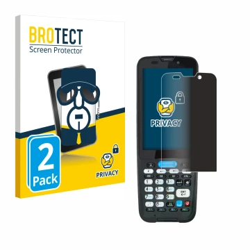 Vorderseite einer Produktverpackung mit dem Markenlogo BROTECT. Daneben ist das Gerät Unitech HT330 mit dem zugehörigen Displa