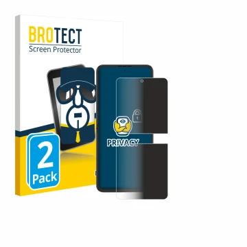 Vorderseite einer Produktverpackung mit dem Markenlogo BROTECT. Daneben ist das Gerät Nubia Flip 2 mit dem zugehörigen Display