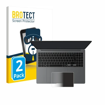 Vorderseite einer Produktverpackung mit dem Markenlogo BROTECT. Daneben ist das Gerät Samsung Galaxy Book5 Pro 16