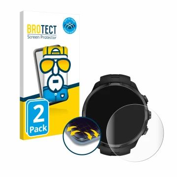 Vorderseite einer Produktverpackung mit dem Markenlogo BROTECT. Daneben ist das Gerät Suunto Spartan Sport Wrist HR mit dem zu