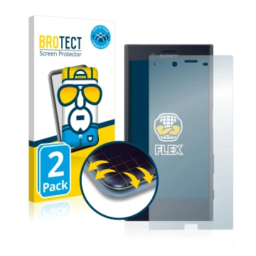 Vorderseite einer Produktverpackung mit dem Markenlogo BROTECT. Daneben ist das Gerät Sony Xperia XZ mit dem zugehörigen Displ