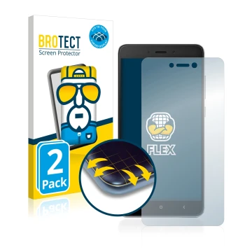 Vorderseite einer Produktverpackung mit dem Markenlogo BROTECT. Daneben ist das Gerät Xiaomi Redmi Note 4 mit dem zugehörigen 