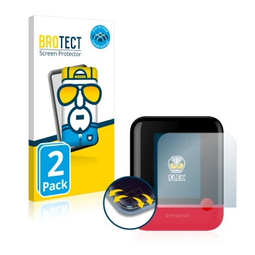 Vorderseite einer Produktverpackung mit dem Markenlogo BROTECT. Daneben ist das Gerät Polaroid Pop mit dem zugehörigen Display