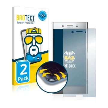 Vorderseite einer Produktverpackung mit dem Markenlogo BROTECT. Daneben ist das Gerät Sony Xperia XZ Premium mit dem zugehörig