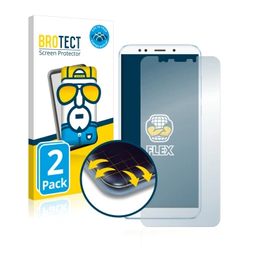 Vorderseite einer Produktverpackung mit dem Markenlogo BROTECT. Daneben ist das Gerät Xiaomi Redmi 5 Plus mit dem zugehörigen 