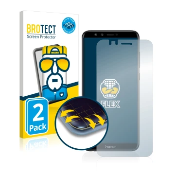 Vorderseite einer Produktverpackung mit dem Markenlogo BROTECT. Daneben ist das Gerät Honor 9 Lite mit dem zugehörigen Display