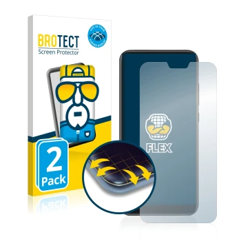 Vorderseite einer Produktverpackung mit dem Markenlogo BROTECT. Daneben ist das Gerät Xiaomi Mi A2 Lite mit dem zugehörigen Di