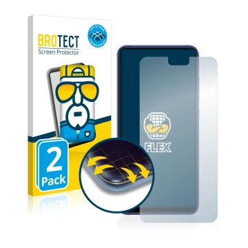 Vorderseite einer Produktverpackung mit dem Markenlogo BROTECT. Daneben ist das Gerät Xiaomi Mi 8 Lite mit dem zugehörigen Dis