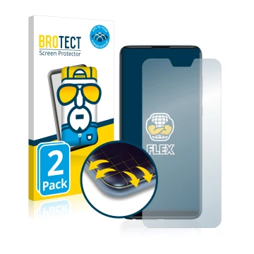 Vorderseite einer Produktverpackung mit dem Markenlogo BROTECT. Daneben ist das Gerät ASUS ZenFone Max Pro (M2) ZB631KL mit de