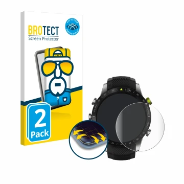 Vorderseite einer Produktverpackung mit dem Markenlogo BROTECT. Daneben ist das Gerät Garmin Marq Athlete mit dem zugehörigen 