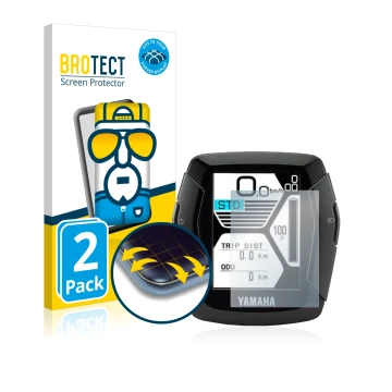 Vorderseite einer Produktverpackung mit dem Markenlogo BROTECT. Daneben ist das Gerät Yamaha LCD-C Display 2019 (E-Bike Displa