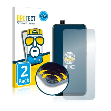 Vorderseite einer Produktverpackung mit dem Markenlogo BROTECT. Daneben ist das Gerät Huawei P smart Z mit dem zugehörigen Dis