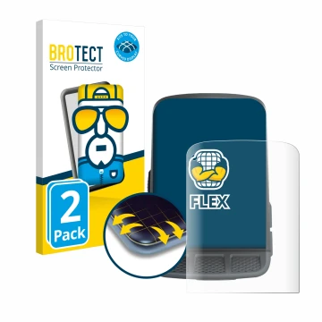 Vorderseite einer Produktverpackung mit dem Markenlogo BROTECT. Daneben ist das Gerät Wahoo Elemnt Roam mit dem zugehörigen Di