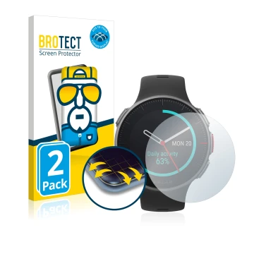 Vorderseite einer Produktverpackung mit dem Markenlogo BROTECT. Daneben ist das Gerät Polar Vantage V Titan mit dem zugehörige