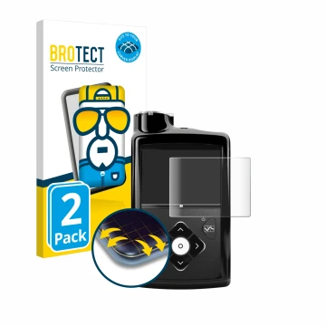 Vorderseite einer Produktverpackung mit dem Markenlogo BROTECT. Daneben ist das Gerät Medtronic Minimed 670G mit dem zugehörig