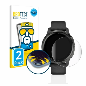 Vorderseite einer Produktverpackung mit dem Markenlogo BROTECT. Daneben ist das Gerät Garmin vivoactive 4 (45 mm) mit dem zuge