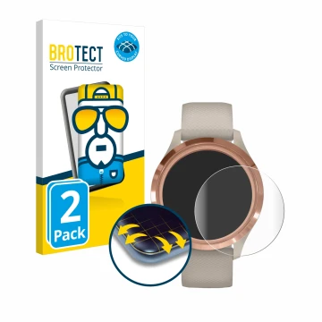 Vorderseite einer Produktverpackung mit dem Markenlogo BROTECT. Daneben ist das Gerät Garmin vivomove 3S (39 mm) mit dem zugeh