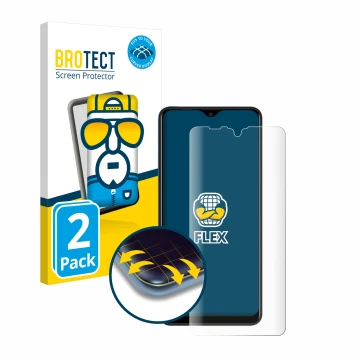 Vorderseite einer Produktverpackung mit dem Markenlogo BROTECT. Daneben ist das Gerät Blackview A80 Pro mit dem zugehörigen Di