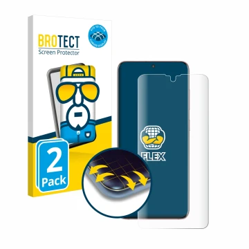 Vorderseite einer Produktverpackung mit dem Markenlogo BROTECT. Daneben ist das Gerät Samsung Galaxy S20 5G mit dem zugehörige