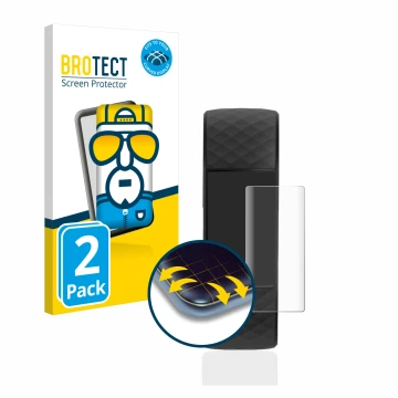 Vorderseite einer Produktverpackung mit dem Markenlogo BROTECT. Daneben ist das Gerät Fitbit Charge 4 mit dem zugehörigen Disp