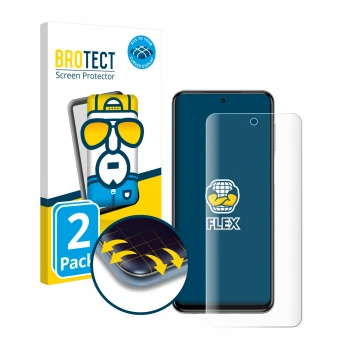 Vorderseite einer Produktverpackung mit dem Markenlogo BROTECT. Daneben ist das Gerät Xiaomi Redmi Note 9S mit dem zugehörigen