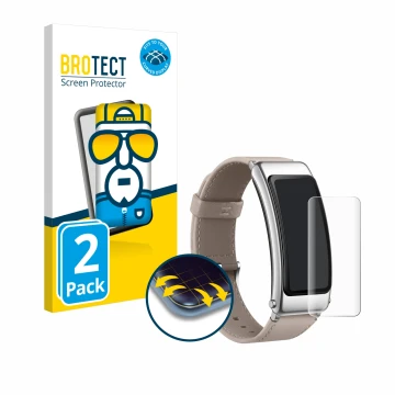 Vorderseite einer Produktverpackung mit dem Markenlogo BROTECT. Daneben ist das Gerät Huawei TalkBand B6 mit dem zugehörigen D