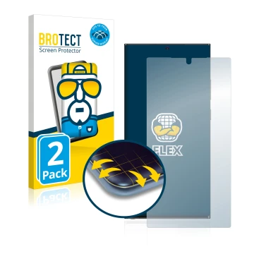 Vorderseite einer Produktverpackung mit dem Markenlogo BROTECT. Daneben ist das Gerät Samsung Galaxy Note 20 Ultra 5G mit dem 