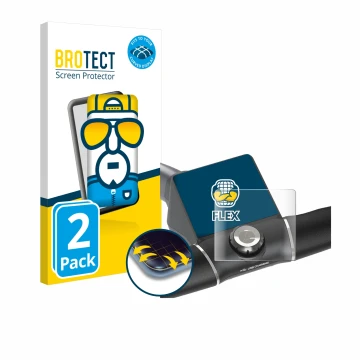 Vorderseite einer Produktverpackung mit dem Markenlogo BROTECT. Daneben ist das Gerät Motocaddy M5 GPS Electric Trolley mit de