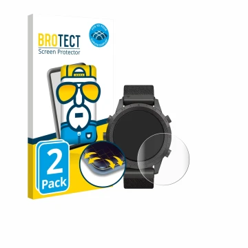 Vorderseite einer Produktverpackung mit dem Markenlogo BROTECT. Daneben ist das Gerät Garmin Marq Expedition mit dem zugehörig