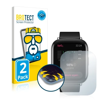 Vorderseite einer Produktverpackung mit dem Markenlogo BROTECT. Daneben ist das Gerät Zepp E Square mit dem zugehörigen Displa