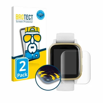 Vorderseite einer Produktverpackung mit dem Markenlogo BROTECT. Daneben ist das Gerät Garmin Venu Sq mit dem zugehörigen Displ