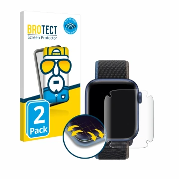 Vorderseite einer Produktverpackung mit dem Markenlogo BROTECT. Daneben ist das Gerät Apple Watch Series 6 (40 mm) mit dem zug