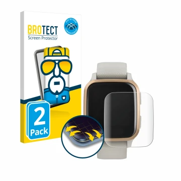 Vorderseite einer Produktverpackung mit dem Markenlogo BROTECT. Daneben ist das Gerät Garmin Venu Sq Music mit dem zugehörigen