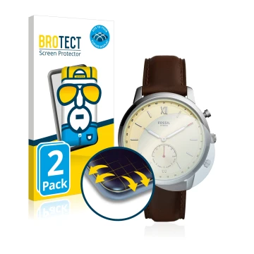 Vorderseite einer Produktverpackung mit dem Markenlogo BROTECT. Daneben ist das Gerät Fossil Neutra Hybrid HR mit dem zugehöri