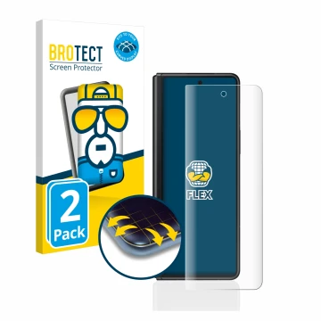 Vorderseite einer Produktverpackung mit dem Markenlogo BROTECT. Daneben ist das Gerät Samsung Galaxy Z Fold 3 5G mit dem zugeh