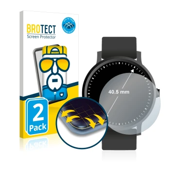 Vorderseite einer Produktverpackung mit dem Markenlogo BROTECT. Daneben ist das Gerät Armbanduhren (Kreisrund, ø: 40.5 mm) mit