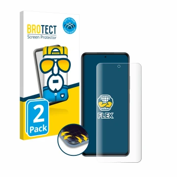 Vorderseite einer Produktverpackung mit dem Markenlogo BROTECT. Daneben ist das Gerät Xiaomi Poco F3 mit dem zugehörigen Displ