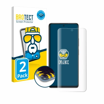 Vorderseite einer Produktverpackung mit dem Markenlogo BROTECT. Daneben ist das Gerät Xiaomi Redmi Note 10S mit dem zugehörige