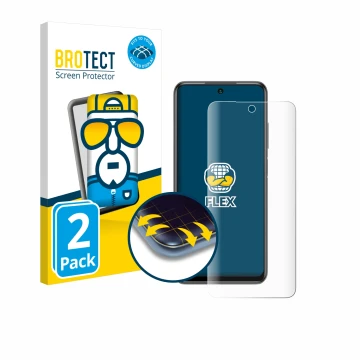 Vorderseite einer Produktverpackung mit dem Markenlogo BROTECT. Daneben ist das Gerät Xiaomi Redmi Note 10 5G mit dem zugehöri