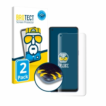 Vorderseite einer Produktverpackung mit dem Markenlogo BROTECT. Daneben ist das Gerät Oppo A74 5G mit dem zugehörigen Displays