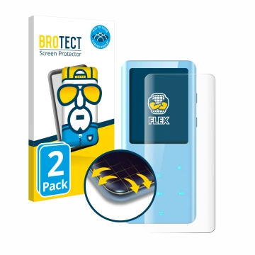 Vorderseite einer Produktverpackung mit dem Markenlogo BROTECT. Daneben ist das Gerät AGPtek A19X mit dem zugehörigen Displays