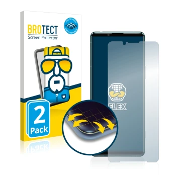 Vorderseite einer Produktverpackung mit dem Markenlogo BROTECT. Daneben ist das Gerät Sony Xperia 5 III mit dem zugehörigen Di