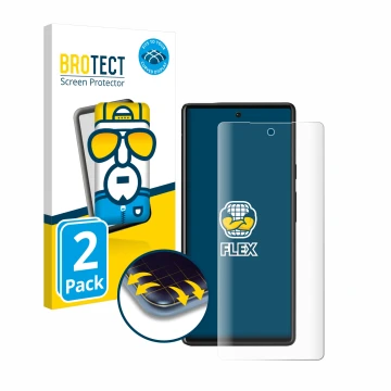 Vorderseite einer Produktverpackung mit dem Markenlogo BROTECT. Daneben ist das Gerät Google Pixel 6 mit dem zugehörigen Displ