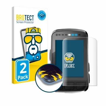 Vorderseite einer Produktverpackung mit dem Markenlogo BROTECT. Daneben ist das Gerät Wahoo Elemnt Bolt V2 GPS mit dem zugehör