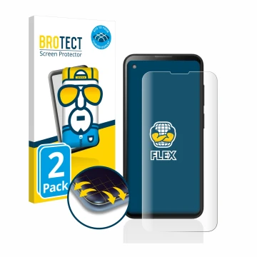 Vorderseite einer Produktverpackung mit dem Markenlogo BROTECT. Daneben ist das Gerät Blackview BL5000 mit dem zugehörigen Dis