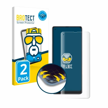 Vorderseite einer Produktverpackung mit dem Markenlogo BROTECT. Daneben ist das Gerät Cubot Max 3 mit dem zugehörigen Displays