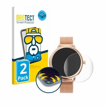 Vorderseite einer Produktverpackung mit dem Markenlogo BROTECT. Daneben ist das Gerät Naixues Smartwatch CF80 1.08
