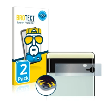 Vorderseite einer Produktverpackung mit dem Markenlogo BROTECT. Daneben ist das Gerät Google Pixel 6 (NUR Kameraschutz) mit de