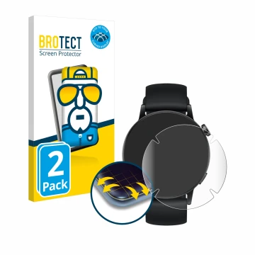 Vorderseite einer Produktverpackung mit dem Markenlogo BROTECT. Daneben ist das Gerät Huawei Watch GT 3 (42 mm) mit dem zugehö