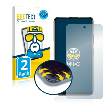 Vorderseite einer Produktverpackung mit dem Markenlogo BROTECT. Daneben ist das Gerät Xiaomi Poco M4 Pro 5G mit dem zugehörige
